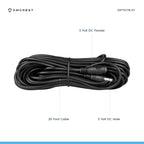 Amcrest Universal 5V DC Extension Cable Power AC Adapter 20FT Black (20FTEXTB-5V)