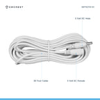 Amcrest Universal 5V DC Extension Cable Power AC Adapter 30FT White (30FTEXTW-5V)