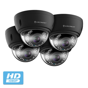 Amcrest 4x Optical Zoom HD 1080P 1920TVL Dome Outdoor Security Camera (Quadbrid 4-in-1 HD-CVI/TVI/AHD/Analog), 2MP 1920x1080, 65ft Night Vision, Motorized Varifocal Lens 40°-90°, Black (4PACK-AF-2MVD-VARIB)