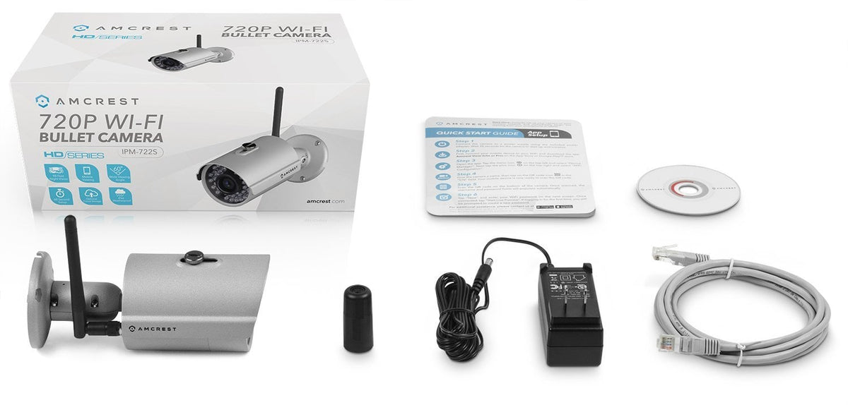 Amcrest HDSeries Outdoor 720P WiFi Wireless IP Security Bullet Camera - IP66 Weatherproof, 720P (1280TVL), IPM-722S (Silver)