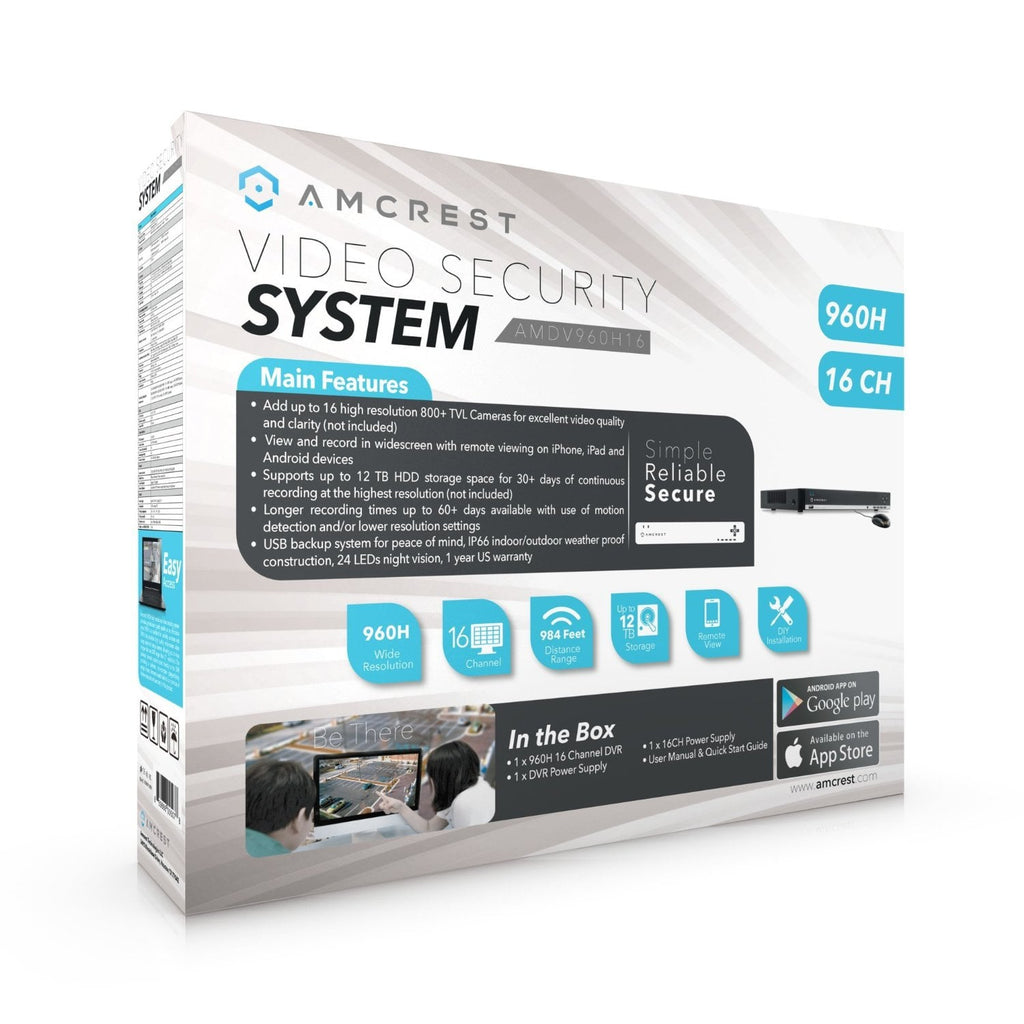 Amcrest 960H 16CH Video Security DVR Digital Recorder, Pre-Installed 1TB HDD, Cameras NOT included, 16-Channel DVR Security Camera System (AMDV960H16)