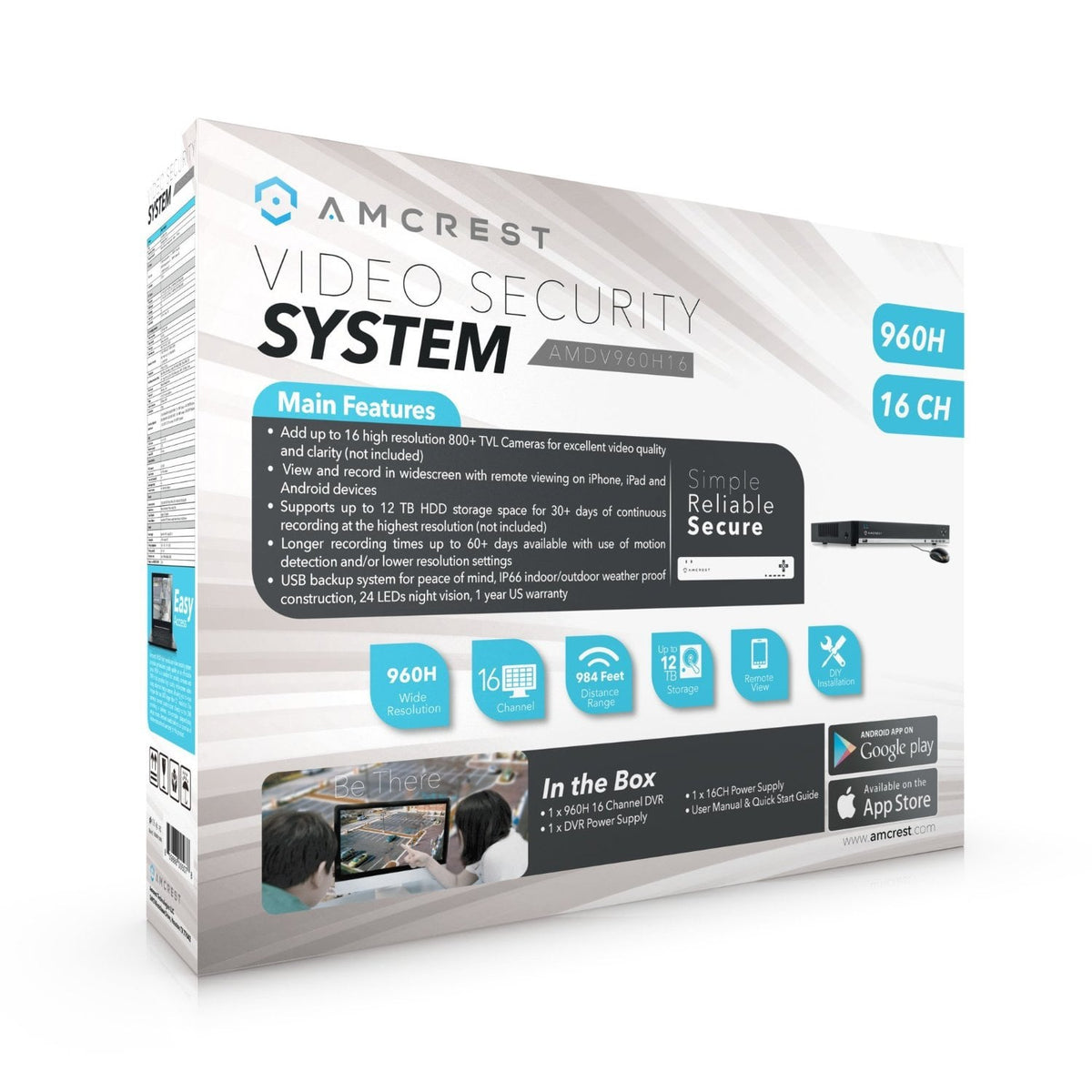Amcrest 960H 16CH Video Security DVR Digital Recorder, Pre-Installed 1TB HDD, Cameras NOT included, 16-Channel DVR Security Camera System (AMDV960H16)