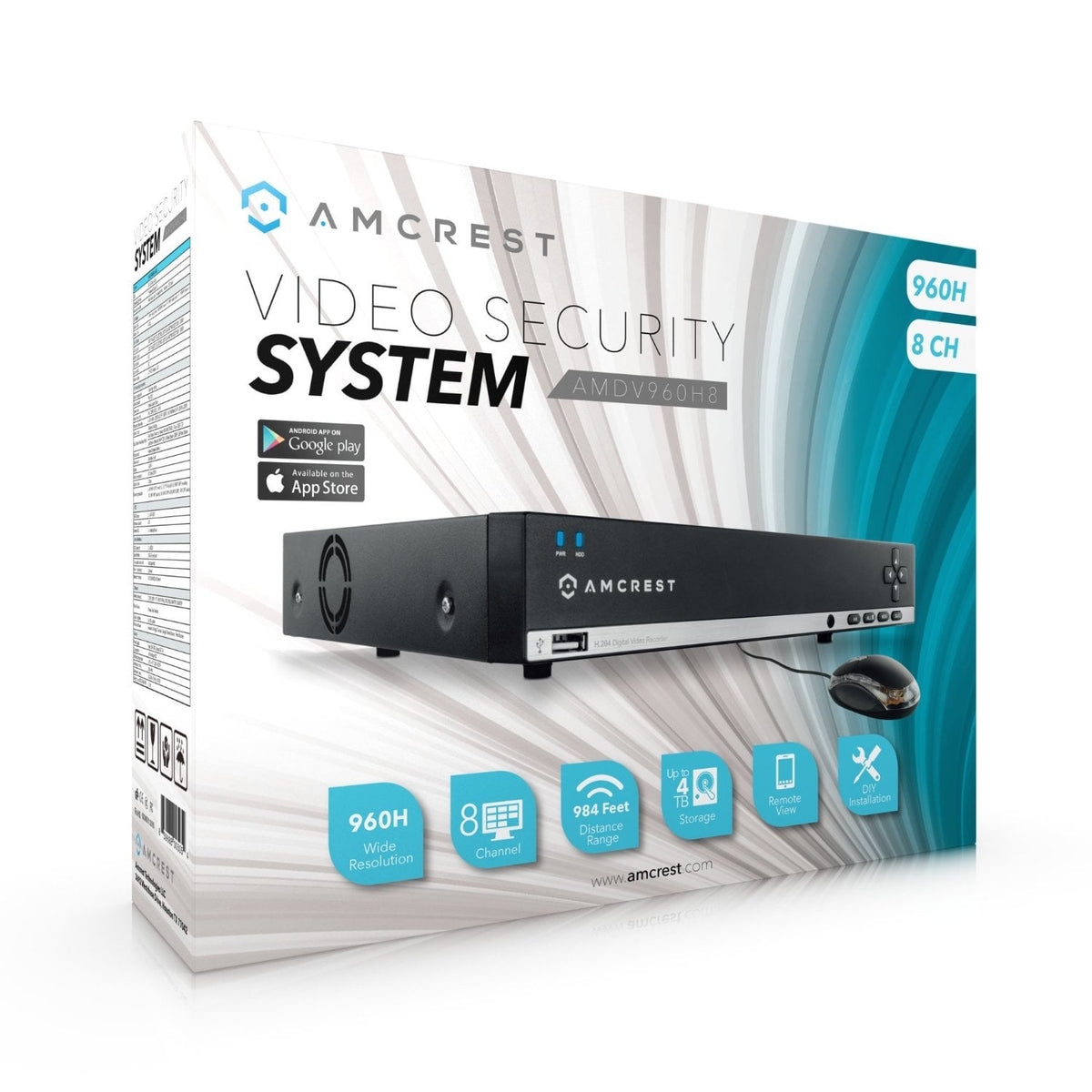Amcrest 960H 8CH Video Security DVR Digital Recorder, Pre-Installed 1TB HDD, Cameras NOT included, DVR Security Camera System (AMDV960H8)