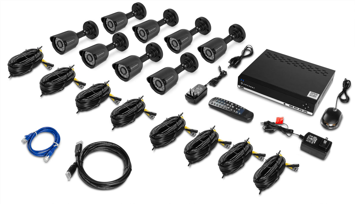 Amcrest 960H 16CH 1TB DVR Security Camera System w/ 8 x 800+ TVL Bullet Cameras