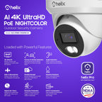 amcrest 4K/8-MP Security AI IP PoE Camera, 98ft Night Color, Human Detection, NDAA Compliant, Indoor Outdoor Surveillance Turret, Built in Mic, Support 256GB MicroSD, Deterrent, HLX-IP8M-T303EW-AI