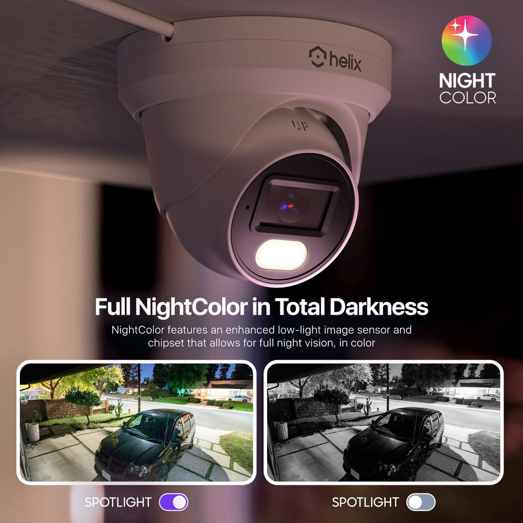 amcrest 4K/8-MP Security AI IP PoE Camera, 98ft Night Color, Human Detection, NDAA Compliant, Indoor Outdoor Surveillance Turret, Built in Mic, Support 256GB MicroSD, Deterrent, HLX-IP8M-T303EW-AI