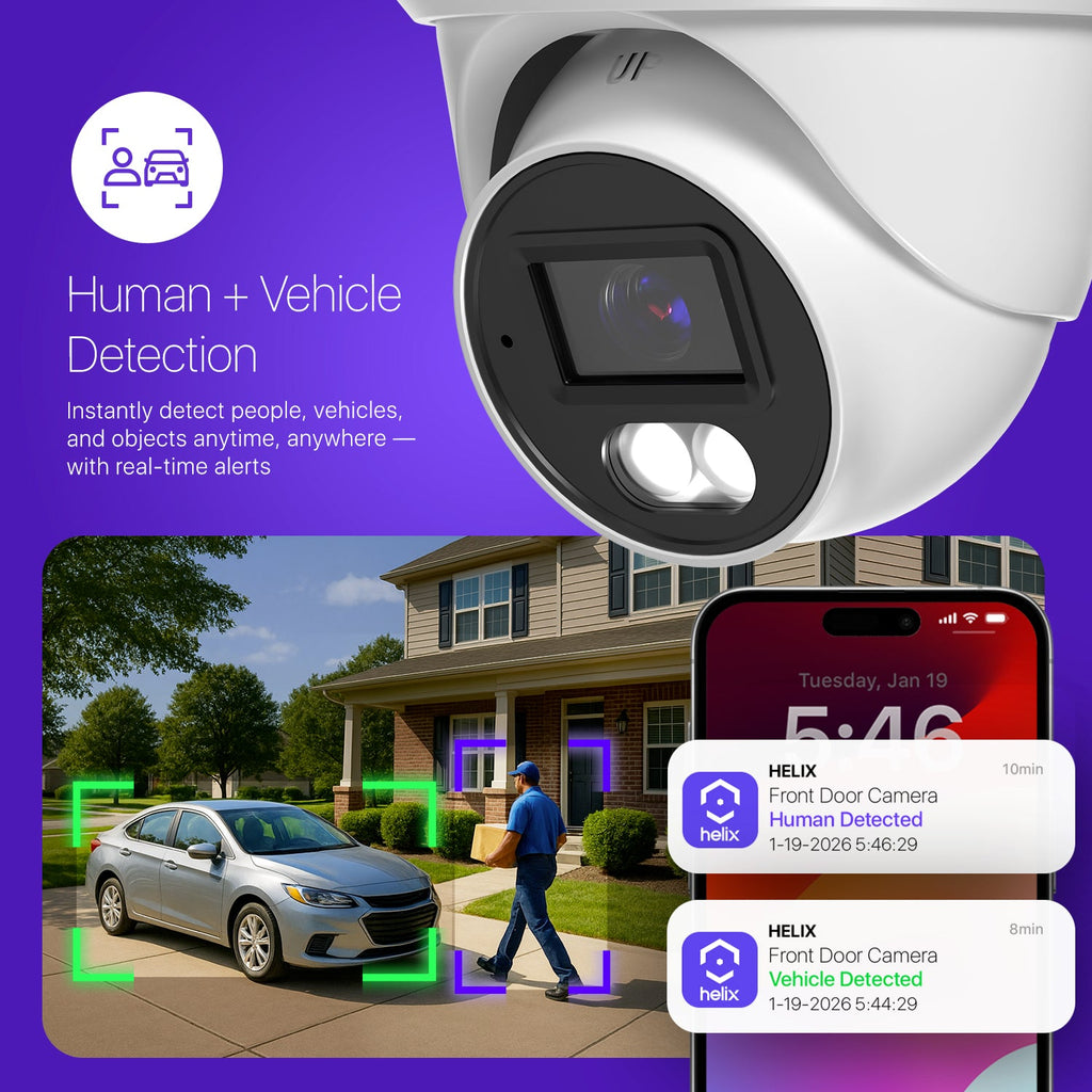 amcrest 4K/8-MP Security AI IP PoE Camera, 98ft Night Color, Human Detection, NDAA Compliant, Indoor Outdoor Surveillance Turret, Built in Mic, Support 256GB MicroSD, Deterrent, HLX-IP8M-T303EW-AI