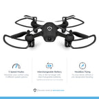Amcrest SkyLight Quadcopter Drone w/ LED Light, Training Drone for Beginners & Kids, RC Helicopter Drone with Remote Control, Headless Mode, Altitude Hold, Stunt Flip,  2 x Additional Batteries Included (A3-B-Batt) Black