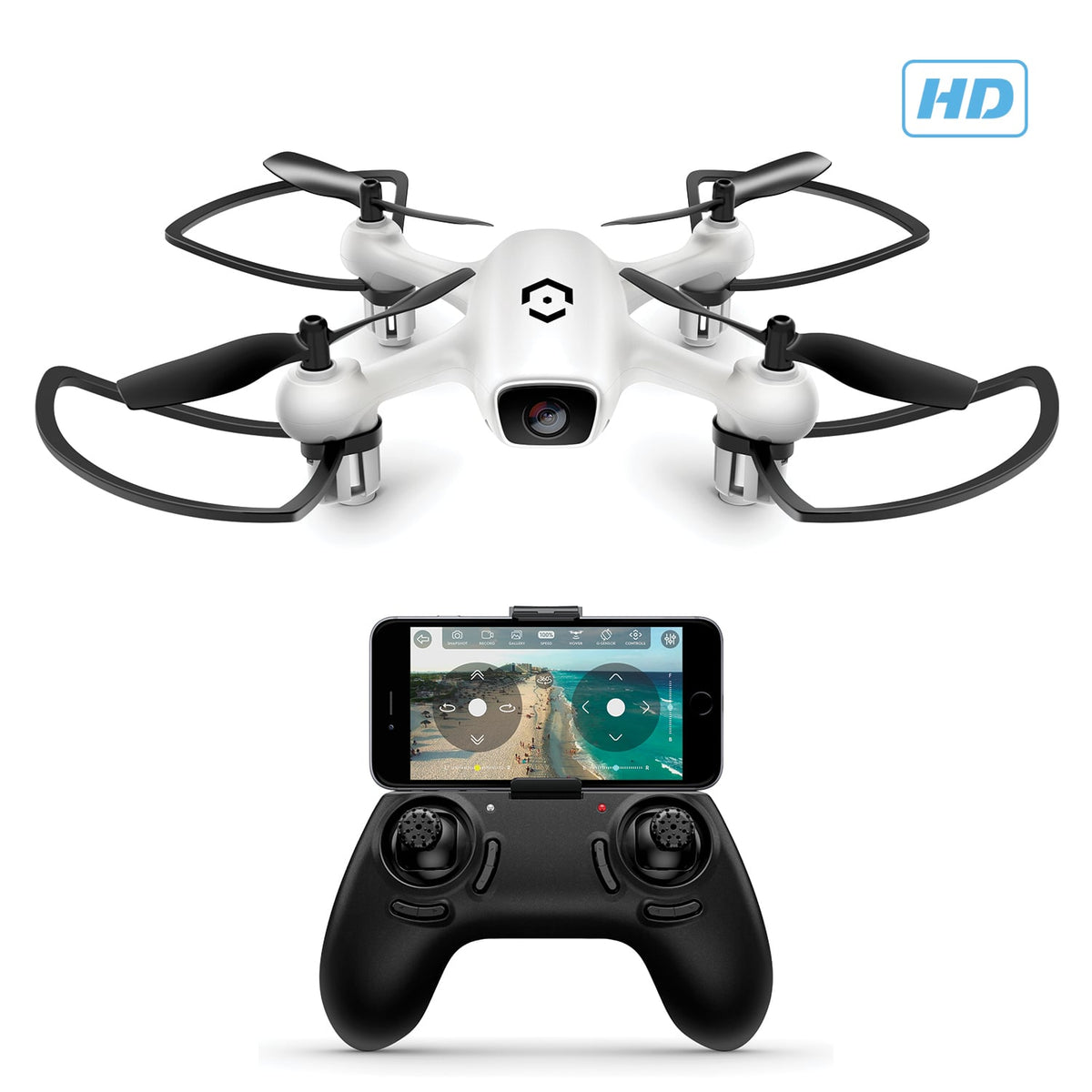 Amcrest A4-W Skyview Wi-Fi FPV Drone Quadcopter with Camera HD 720P, Training Drone for Beginner & Kids, RC + 2.4ghz WiFi Helicopter with Remote Control, FPV, Headless Mode, Altitude Hold, Smartphone (iOS/Android) Control (White)