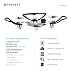 Amcrest A4-W Skyview Wi-Fi FPV Drone Quadcopter with Camera HD 720P, Training Drone for Beginner & Kids, RC + 2.4ghz WiFi Helicopter with Remote Control, FPV, Headless Mode, Altitude Hold, Smartphone (iOS/Android) Control (White)