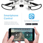 Amcrest A4-W Skyview Wi-Fi FPV Drone Quadcopter with Camera HD 720P, Training Drone for Beginner & Kids, RC + 2.4ghz WiFi Helicopter with Remote Control, FPV, Headless Mode, Altitude Hold, Smartphone (iOS/Android) Control, 2 x Additional Batteries Include