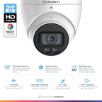 Amcrest 5-Megapixel UltraHD 8 Channel DVR Security Camera System Recorder, (4) x 5-Megapixel IP67 Weatherproof Turret Analog Cameras, Pre-Installed 2TB Hard Drive, AMDV5M8-4TN-W-2TB