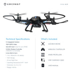 Amcrest A6-B Skyview Pro RC WiFi Drone with Camera HD FPV Quadcopter Video Drone with Camera for Adults, 2.4ghz WiFi Helicopter w/Remote Control, Stunt Flip, Headless Mode, Smartphone, 2 x Additional Batteries Included (A6-B-BATT)