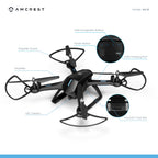 Amcrest A6-B Skyview Pro RC WiFi Drone with Camera HD FPV Quadcopter Video Drone with Camera for Adults, 2.4ghz WiFi Helicopter w/Remote Control, Stunt Flip, Headless Mode, Smartphone, 2 x Additional Batteries Included (A6-B-BATT)