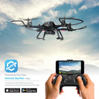 Amcrest A6-B Skyview Pro RC WiFi Drone with Camera HD FPV Quadcopter Video Drone with Camera for Adults, 2.4ghz WiFi Helicopter w/Remote Control, Stunt Flip, Headless Mode, Smartphone (Black)