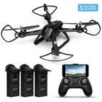 Amcrest A6-B Skyview Pro RC WiFi Drone with Camera HD FPV Quadcopter Video Drone with Camera for Adults, 2.4ghz WiFi Helicopter w/Remote Control, Stunt Flip, Headless Mode, Smartphone, 2 x Additional Batteries Included (A6-B-BATT)