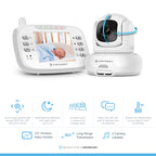 Amcrest Video Baby Monitor with Camera, Two-Way Audio, Pan/Tilt/Zoom, Temperature Sensor, Night Vision, 3.5 inch LCD, 2.4 GHz Wi-Fi with FHSS (AC-2)