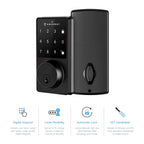 Amcrest Smart Lock ADL220-B Contemporary Digital Keypad Single Cylinder Deadbolt with Automatic Motorized Locking, Zinc Alloy