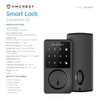 Amcrest Smart Lock ADL220-B Contemporary Digital Keypad Single Cylinder Deadbolt with Automatic Motorized Locking, Zinc Alloy