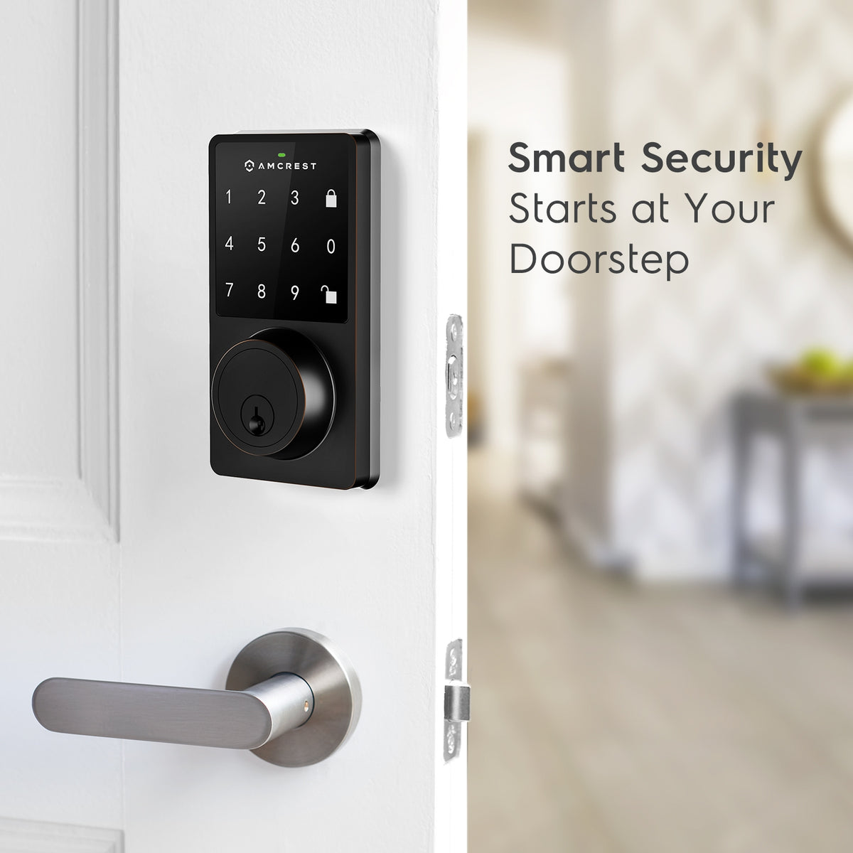Amcrest Smart Lock ADL220-B Contemporary Digital Keypad Single Cylinder Deadbolt with Automatic Motorized Locking, Zinc Alloy