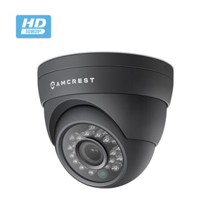 Amcrest Full HD 1080P 1920TVL Dome Outdoor Security Camera (Quadbrid 4-in1 HD-CVI/TVI/AHD/Analog), 2MP 1920x1080, 65ft Night Vision, Metal Housing, 3.6mm Lens 85° Viewing Angle, Black (AF-2MDT-36B)