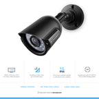 Amcrest HD Series 720P Bullet Outdoor Security Camera (Quadbrid 4-in1 HD-CVI/TVI/AHD/Analog), 1MP 1280x720P, 82ft Night Vision, Metal Housing, 3.6mm Lens 60° Viewing Angle, Black (AF-720BC36-B)