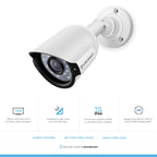 Amcrest HD Series 720P Bullet Outdoor Security Camera (Quadbrid 4-in1 HD-CVI/TVI/AHD/Analog), 1MP 1280x720P, 82ft Night Vision, Metal Housing, 3.6mm Lens 60° Viewing Angle, White (AF-720BC36-W)