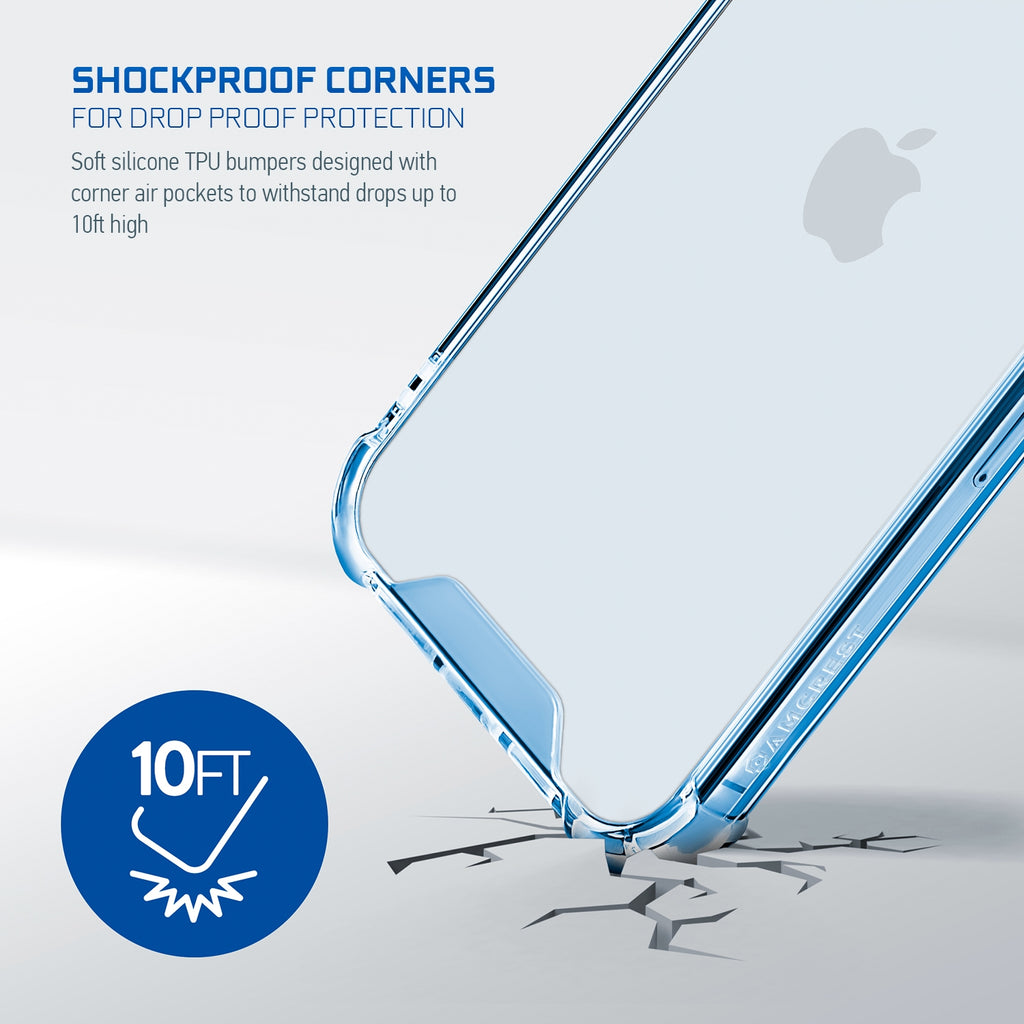 Amcrest Case for iPhone 12 Pro 2x Tempered Glass Protectors Blue