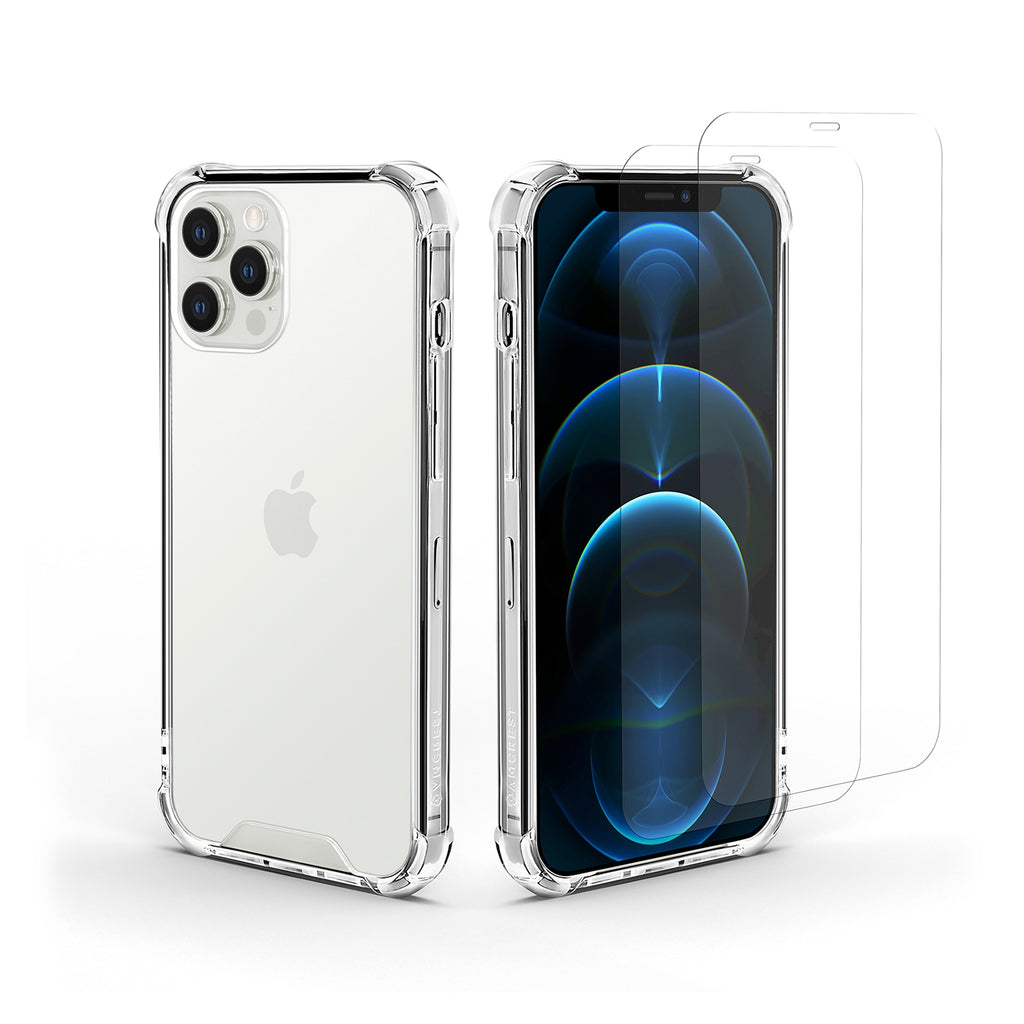 Amcrest Case for iPhone 12 Pro Case 2x Tempered Glass Protectors Clear