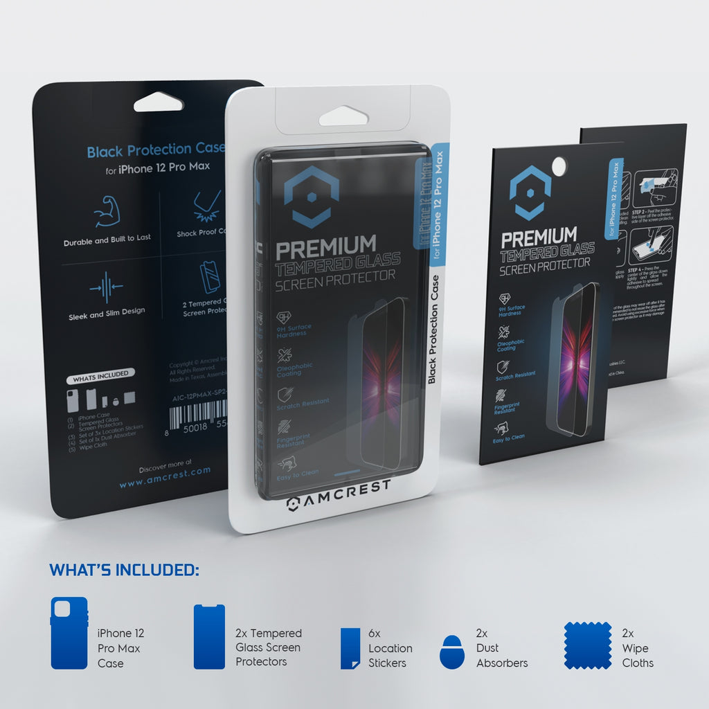 Amcrest Compatible Case for iPhone 12 Pro Max Screen Protectors Black