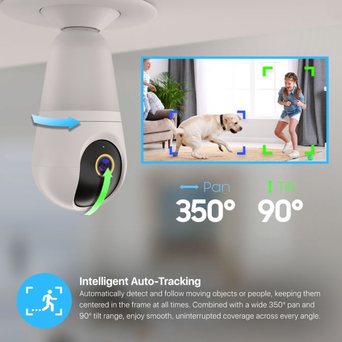 Amcrest Link 4MP Light Bulb WiFi Security Camera White AL-L411W