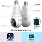 Amcrest Link 4MP Light Bulb WiFi Security Camera White AL-L411W
