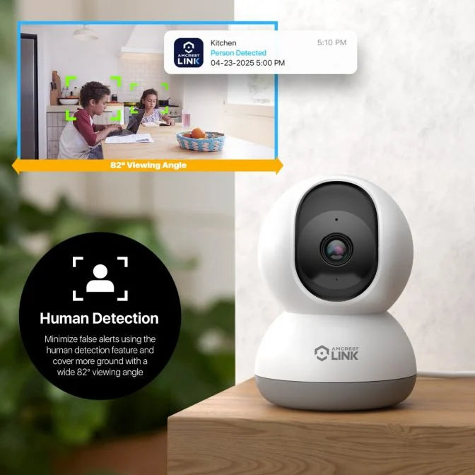Amcrest Link 4MP WiFi Security Camera Pan/Tilt Dual Band 2.4/5Ghz White AL-P401W