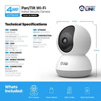 Amcrest Link 4MP WiFi Security Camera Pan/Tilt Dual Band 2.4/5Ghz White AL-P401W