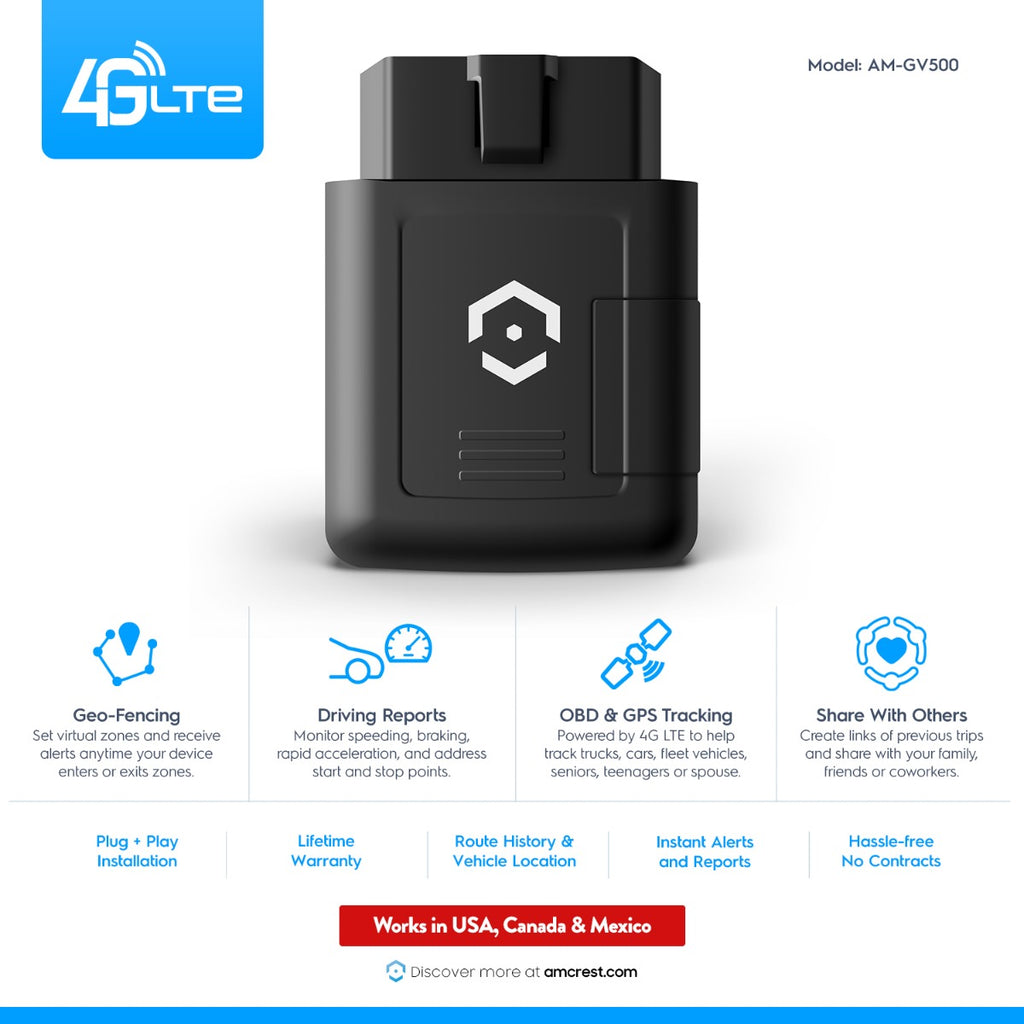 Amcrest GPS Tracker Vehicles No Contracts Easy Plug & Play AM-GV500