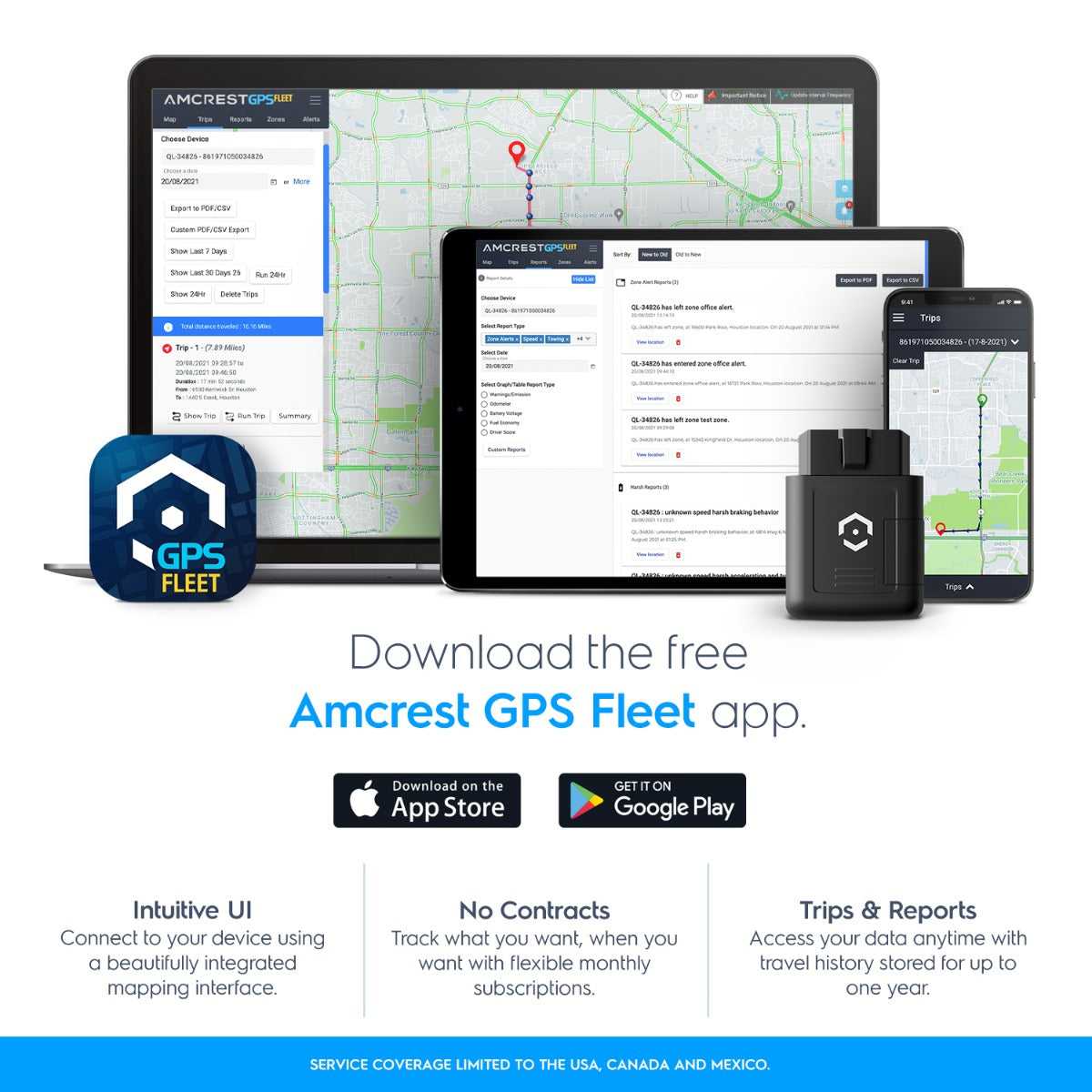 Amcrest GPS Tracker Vehicles No Contracts Easy Plug & Play AM-GV500