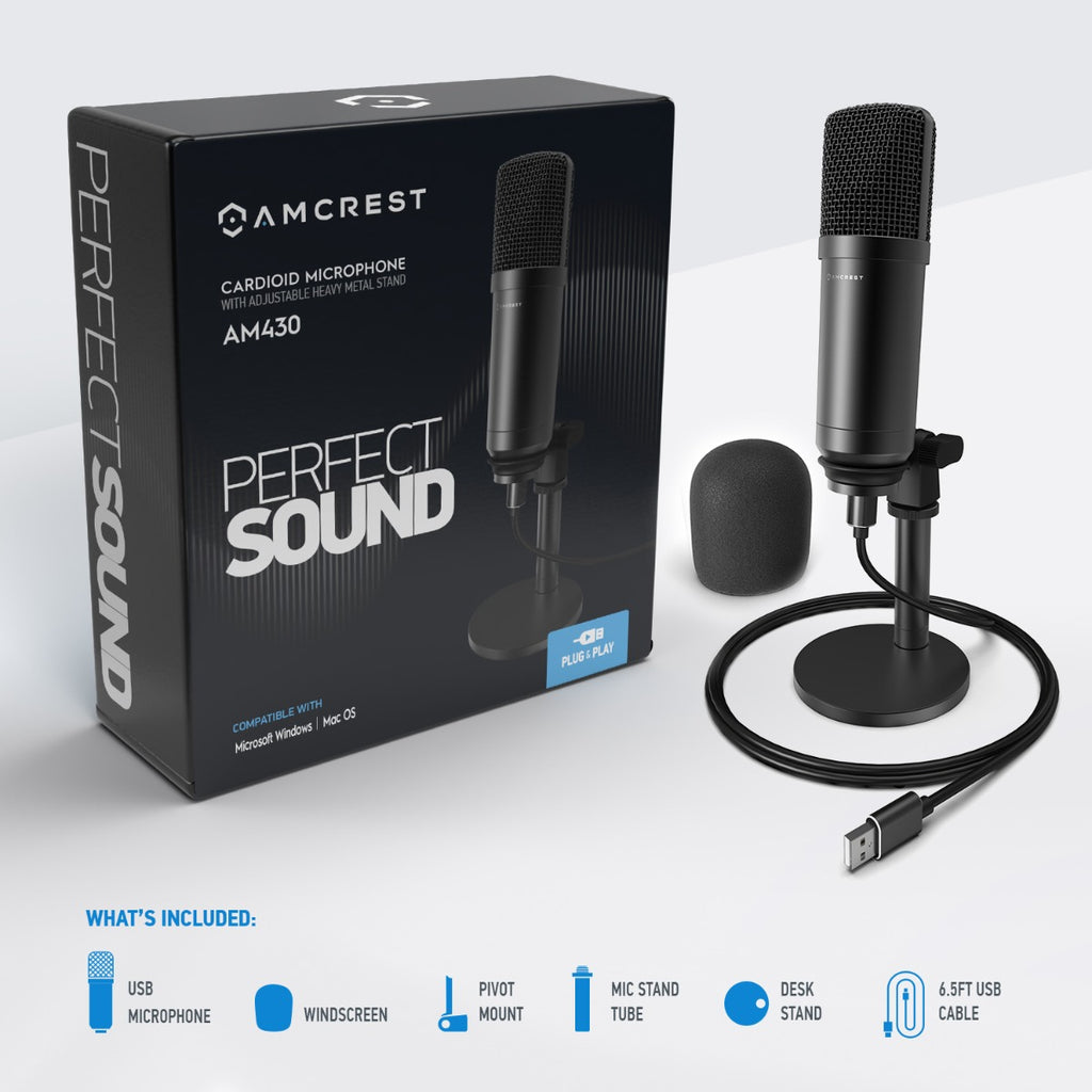Amcrest USB Microphone for Voice Recordings Cardioid Microphone AM430