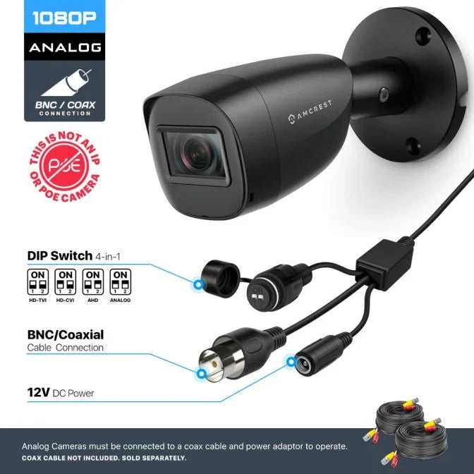 Amcrest 2MP Analog Bullet Outdoor Security Camera AMC1081BC28-B-V4