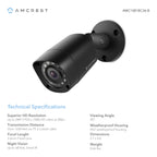 Amcrest Full HD 1080P 1920TVL Bullet Outdoor Security Camera (Quadbrid 4-in1 HD-CVI/TVI/AHD/Analog), 2MP 1920x1080, 98ft Night Vision, Metal Housing, 3.6mm Lens 90° Viewing Angle, Black (REP-AMC1081BC36-B) (Certified Refurbished)