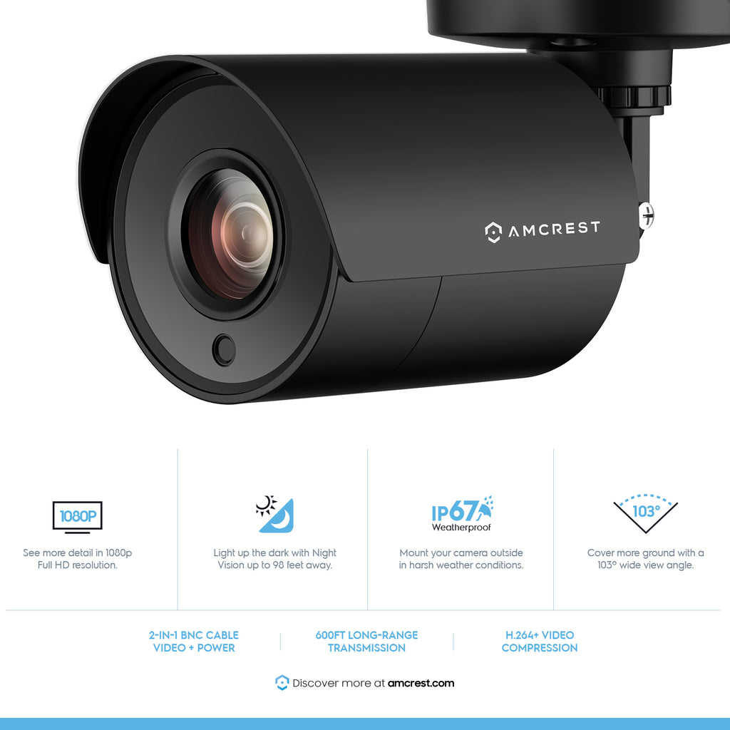 Amcrest ProHD 2-Megapixel 8CH Video Security System with Eight 2.0 MP (1920TVL) Outdoor IP67 Bullet Cameras, 98ft Night Vision, Pre-Installed 1TB Hard Drive, (AMDV20M8-8B-B)
