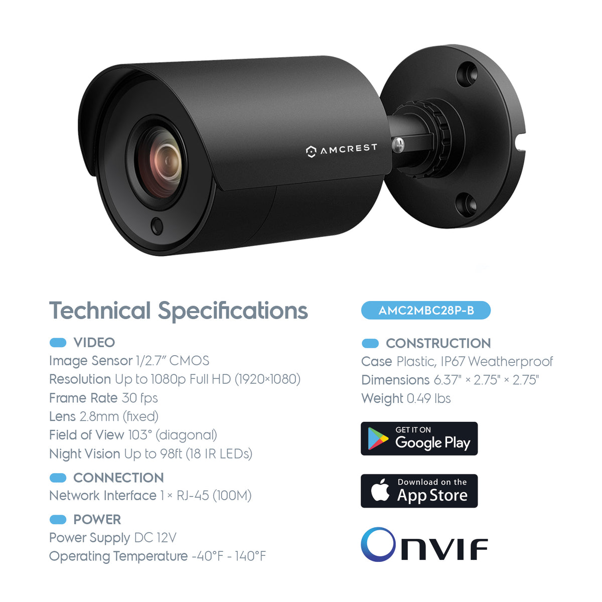 Amcrest ProHD 2-Megapixel 8CH Video Security System with Eight 2.0 MP (1920TVL) Outdoor IP67 Bullet Cameras, 98ft Night Vision, Pre-Installed 1TB Hard Drive, (AMDV20M8-8B-B)