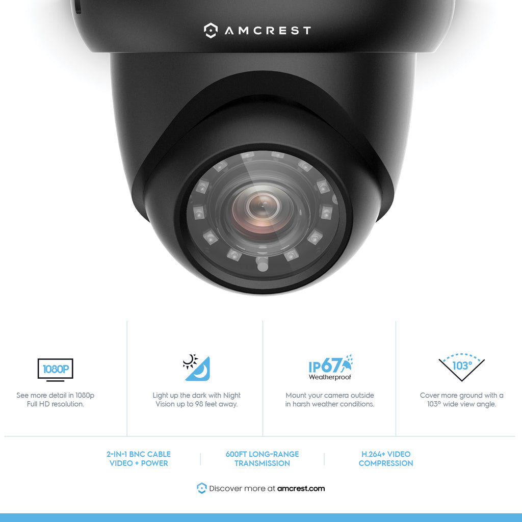 Amcrest ProHD 2-Megapixel 8CH Video Security System with Eight 2.0 MP (1920TVL) Outdoor IP67 Bullet & Dome Cameras, 98ft Night Vision, Pre-Installed 1TB Hard Drive, (AMDV20M8-4B4D-B)