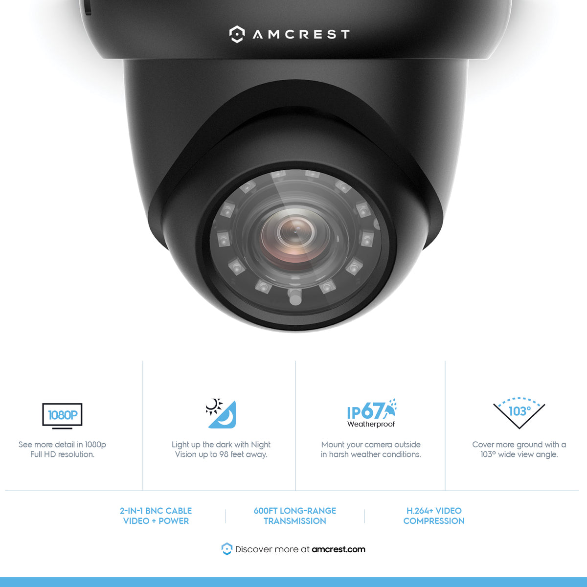 Amcrest ProHD 2-Megapixel 8CH Video Security System with Eight 2.0 MP (1920TVL) Outdoor IP67 Bullet & Dome Cameras, 98ft Night Vision, Pre-Installed 1TB Hard Drive, (AMDV20M8-4B4D-B)
