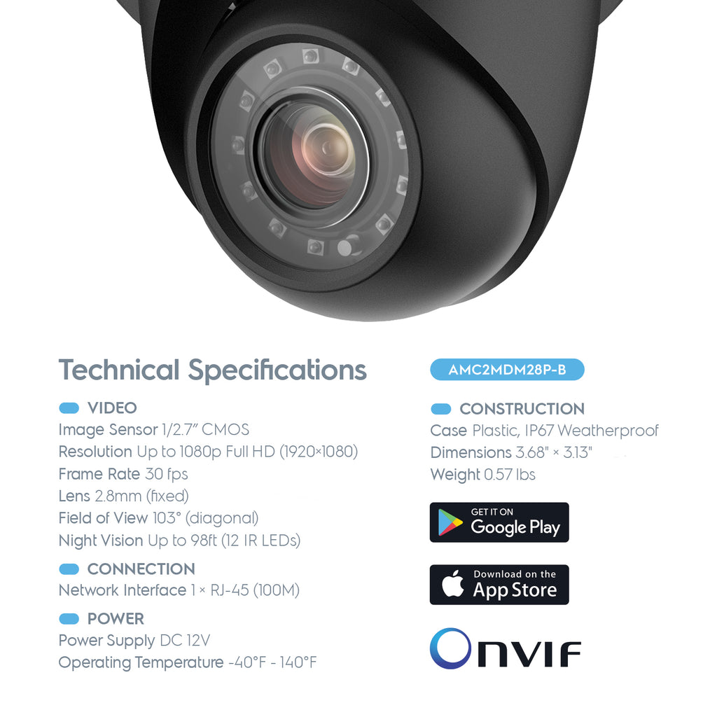 Amcrest ProHD 2-Megapixel 8CH Video Security System with Eight 2.0 MP (1920TVL) Outdoor IP67 Bullet & Dome Cameras, 98ft Night Vision, Pre-Installed 1TB Hard Drive, (AMDV20M8-4B4D-B)