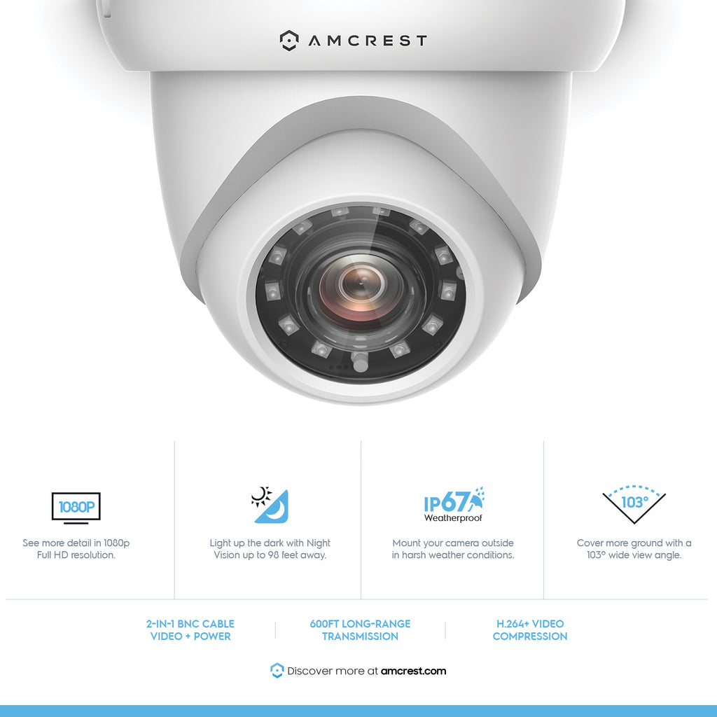 Amcrest ProHD 2-Megapixel 8CH Video Security System with Eight 2.0 MP (1920TVL) Outdoor IP67 Bullet & Dome Cameras, 98ft Night Vision, Pre-Installed 1TB Hard Drive, (AMDV20M8-4B4D-W)