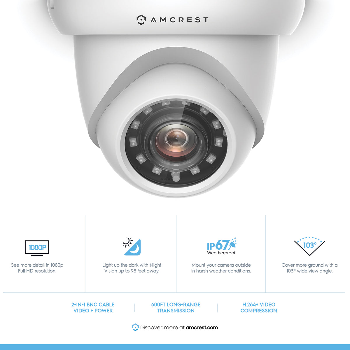 Amcrest ProHD 2-Megapixel 8CH Video Security System with Eight 2.0 MP (1920TVL) Outdoor IP67 Bullet & Dome Cameras, 98ft Night Vision, Pre-Installed 1TB Hard Drive, (AMDV20M8-4B4D-W)