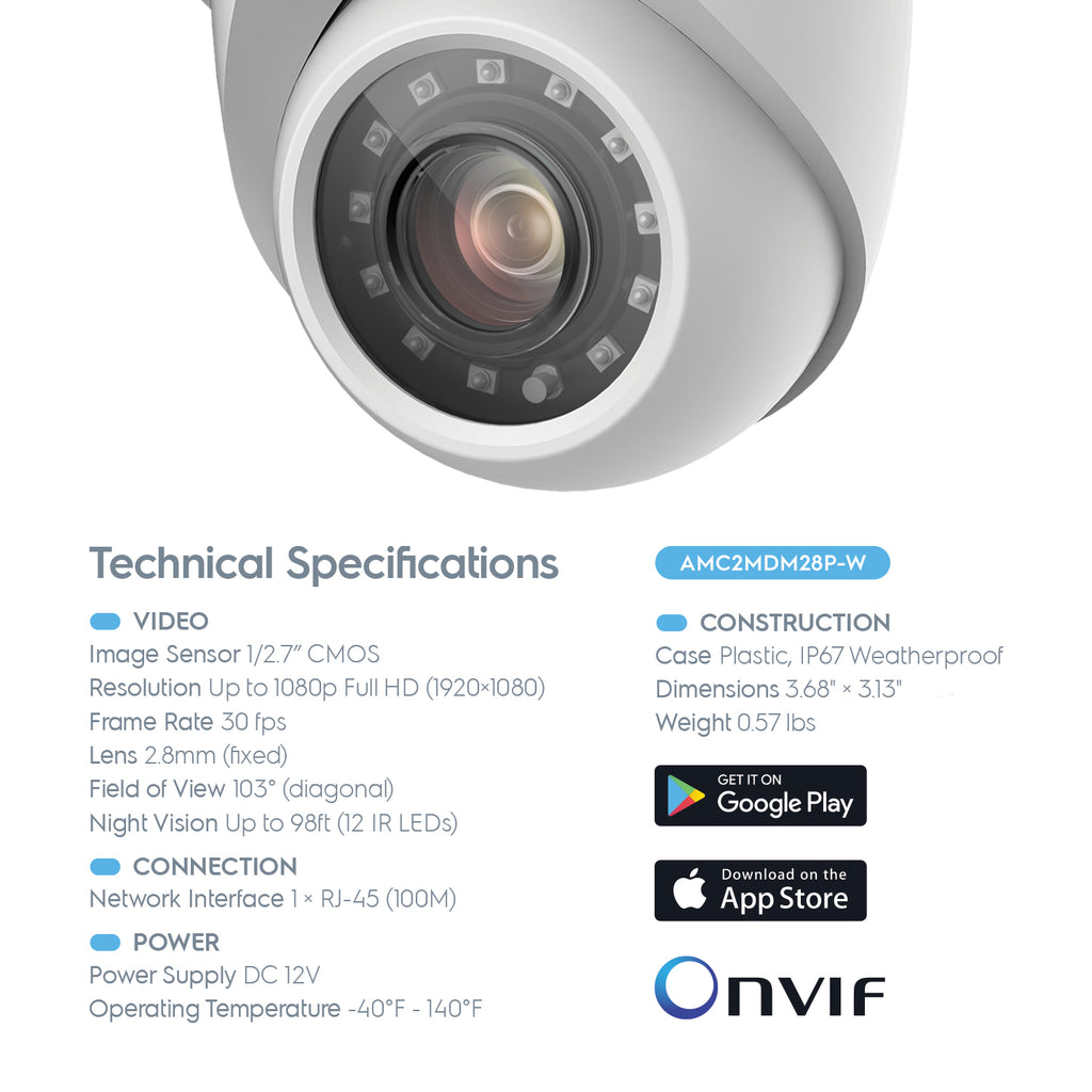 Amcrest ProHD 2-Megapixel 8CH Video Security System with Eight 2.0 MP (1920TVL) Outdoor IP67 Bullet & Dome Cameras, 98ft Night Vision, Pre-Installed 1TB Hard Drive, (AMDV20M8-4B4D-W)