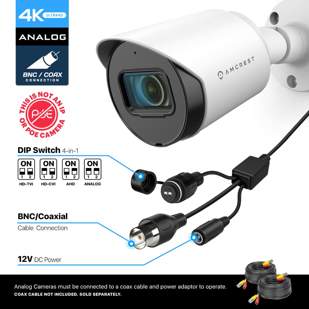 Amcrest 4K Analog Bullet Security Camera Built-in Mic (AMC4KBC28-W-V3)