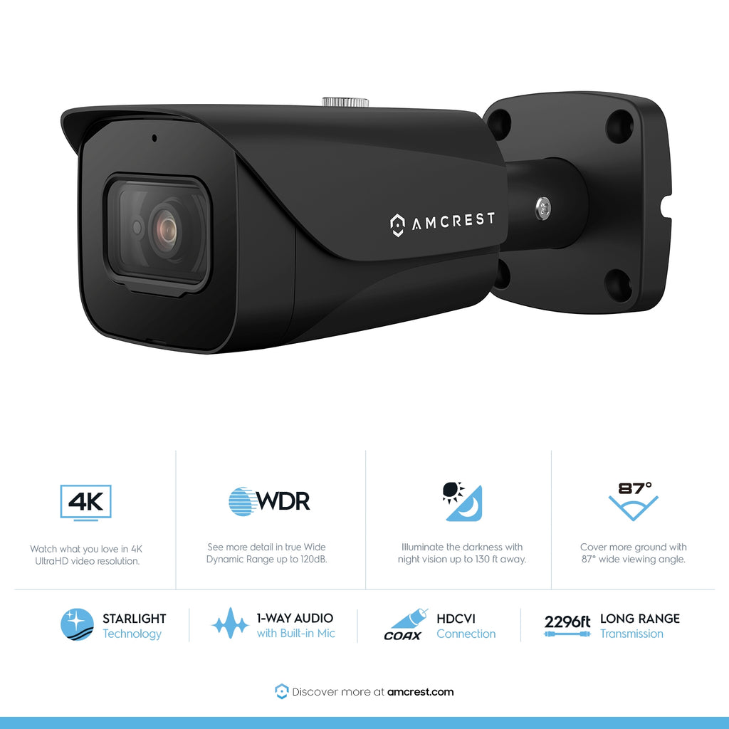 Amcrest 4K Bullet Analog Security Camera Built in Mic Blk AMC4KBC36-B