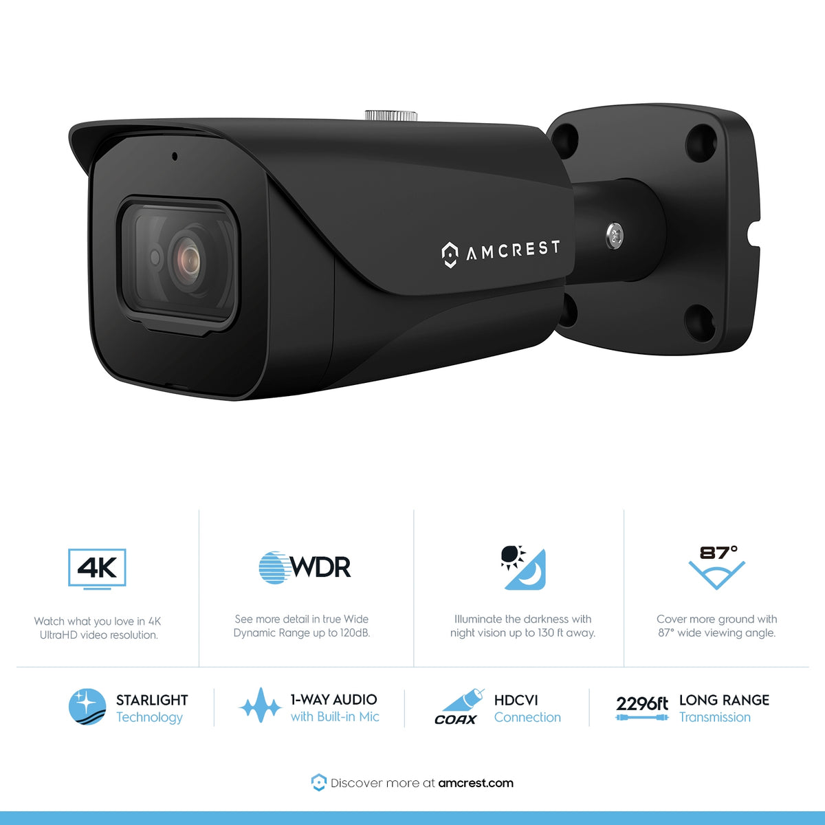 Amcrest 4K Bullet Analog Security Camera Built in Mic Blk AMC4KBC36-B